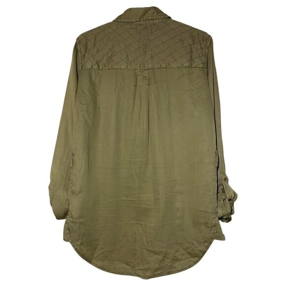 ANTHROPOLOGIE Maeve Averio Safari Green Belted Button Down Shirt size 2 - Picture 2 of 7